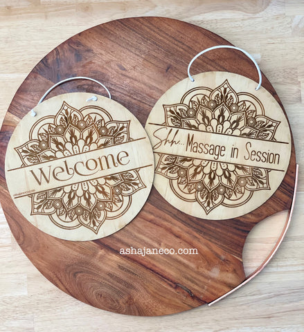 Double Sided Mandala Shop Sign || 20cm || Welcome / Massage in Session 2