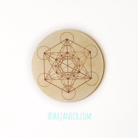 Asha Jane & Co Laser Cut & Engraved Sacred Geometry Metatron's Cube Crystal Grid Board