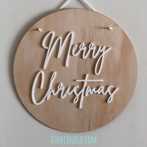 Acrylic & Wood Plaque || Merry Christmas