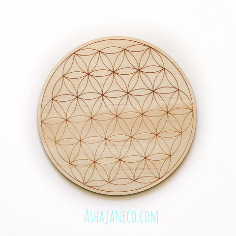 Asha Jane & Co Laser Cut & Engraved Sacred Geometry Flower of Life Crystal Grid Board